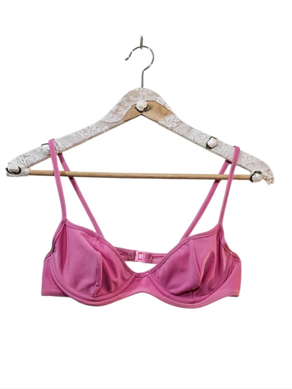 Brazilian Rose Pink Wired Bikini Bathing Suit Top Size Small 32B 34A NWOT